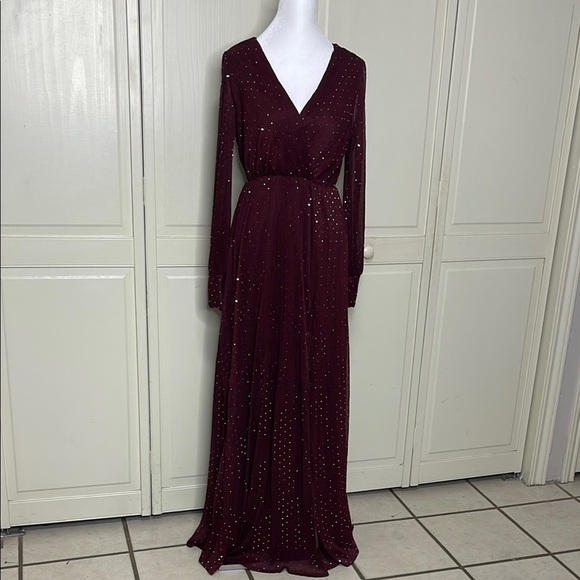 Baltic Born Women’s Abigail Sparkle Gown Burgundy Sz M - Picture 1 of 17